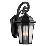 Courtyard Outdoor Wall Lantern - Textured Black / Etched Seedy