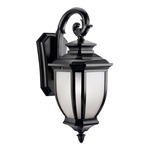 Salisbury Outdoor Hanging Lantern Wall Sconce - Black / White Linen