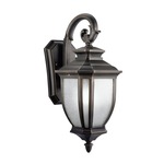 Salisbury Outdoor Hanging Lantern Wall Sconce - Rubbed Bronze / White Linen