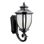 Salisbury Outdoor Lantern Sconce - Black / White Linen