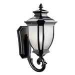 Salisbury Outdoor Lantern Sconce - Black / White Linen