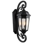 Courtyard Large Outdoor Wall Sconce - Textured Black / Etched Seedy