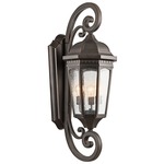 Courtyard Large Outdoor Wall Sconce - Rubbed Bronze / Etched Seedy
