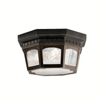 Courtyard Outdoor Flush Mount - Rubbed Bronze / Etched Seedy