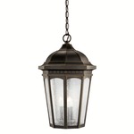 Courtyard Outdoor 3 Light Pendant - Rubbed Bronze / Etched Seedy