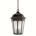 Courtyard Outdoor 3 Light Pendant - Rubbed Bronze / Etched Seedy