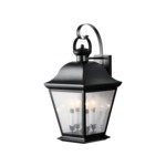 Mount Vernon Outdoor Wall Sconce - Black / Clear Seeded