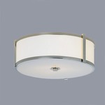 Hatbox Round Ceiling Flush Mount - Brushed Nickel / Shiny Opal