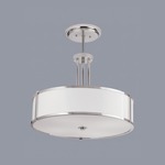 Hatbox Round Triple Stem Pendant - Brushed Nickel / Shiny Opal