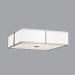 Hatbox Square Ceiling Flush Mount - Polished Nickel / Shiny Opal