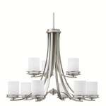 Hendrik Two Tier Chandelier - Opal/ Brushed Nickel