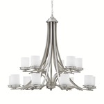 Hendrik Two Tier Chandelier - Opal/ Brushed Nickel