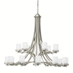 Hendrik Two Tier Chandelier - Opal/ Brushed Nickel