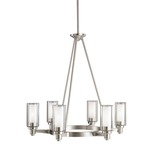 Circolo Round Chandelier - Brushed Nickel / Clear