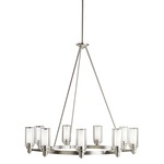 Circolo Round Chandelier - Brushed Nickel / Clear