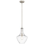 Everly Bell Pendant - Brushed Nickel / Clear Seeded