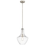 Everly Vase Mini Pendant - Clear Seedy / Brushed Nickel