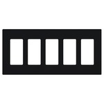 Claro Designer Style 5 Gang Wall Plate - Gloss Black