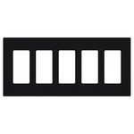 Claro Designer Style 5 Gang Wall Plate - Gloss Black