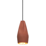 Pleat Box Narrow Pendant - Terracotta / White