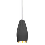 Pleat Box Narrow Pendant - Black / Gold