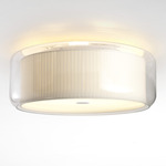 Mercer Ceiling Flush Mount - Pleated White Cotton Ribbons