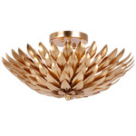 Broche Bowl Semi-Flush Ceiling Light - Antique Gold