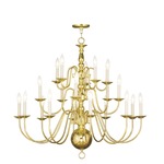 Williamsburgh 20 Light Chandelier - Polished Brass