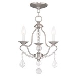 Chesterfield 3 Light Mini Chandelier - Brushed Nickel / Crystal