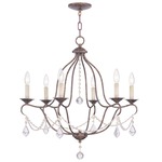 Chesterfield 6 Light Chandelier - Bronze / Crystal