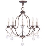 Chesterfield 5 Light Chandelier - Bronze / Crystal