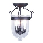 Jefferson Ceiling Mount - Clear Seeded / Bronze
