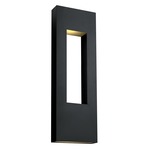 Atlantis Wide Outdoor Wall Light - Satin Black / Etched Glass