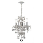 Traditional Mini Chandelier - Wet White / Crystal
