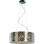 Inca Round Pendant - Polished Chrome / Clear / White