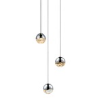 Grapes 3 Light Round Multi-Light Pendant - Polished Chrome / Clear