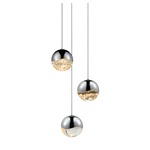 Grapes 3 Light Round Multi-Light Pendant - Polished Chrome / Clear