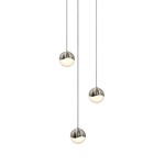 Grapes 3 Light Round Multi-Light Pendant - Satin Nickel / White