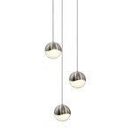 Grapes 3 Light Round Multi-Light Pendant - Satin Nickel / White