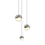 Grapes Round Assorted Multi-Light Pendant - Satin Nickel / White