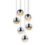 Grapes 6 Light Round Multi-Light Pendant - Polished Chrome / Clear