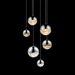 Grapes Round Assorted Multi-Light Pendant - Polished Chrome / Clear