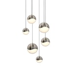 Grapes Round Assorted Multi-Light Pendant - Satin Nickel / White