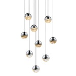 Grapes 9 Light Round Multi-Light Pendant - Polished Chrome / Clear