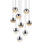 Grapes 9 Light Round Multi-Light Pendant - Polished Chrome / Clear