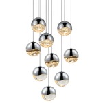 Grapes 9 Light Round Multi-Light Pendant - Polished Chrome / Clear