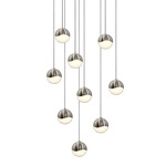 Grapes 9 Light Round Multi-Light Pendant - Satin Nickel / White