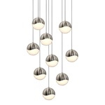 Grapes 9 Light Round Multi-Light Pendant - Satin Nickel / White