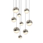 Grapes Round Assorted Multi-Light Pendant - Satin Nickel / White