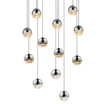 Grapes 12 Light Round Multi-Light Pendant - Polished Chrome / Clear